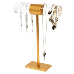 Clear And Orange Acrylic T-Bar Jewelry Display Stand, Bracelet And Necklace Holder (8 X 11 In) -US Storage Furniture Sales 6149874 ALT3