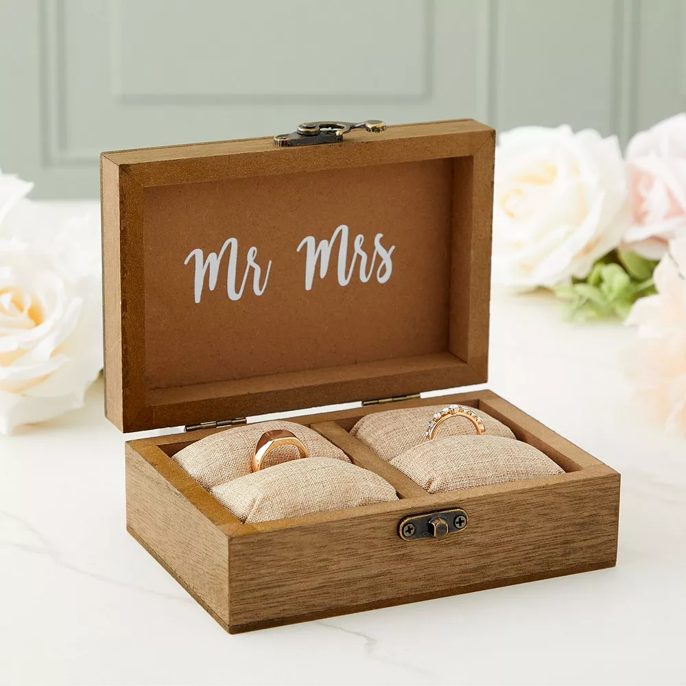 Juvale Wood Wedding Ring Box With Burlap Pillow Lining (6 X 4 X 2 In) 4 Juvale Wood Wedding Ring Box With Burlap Pillow Lining (6 X 4 X 2 In) - Image 2