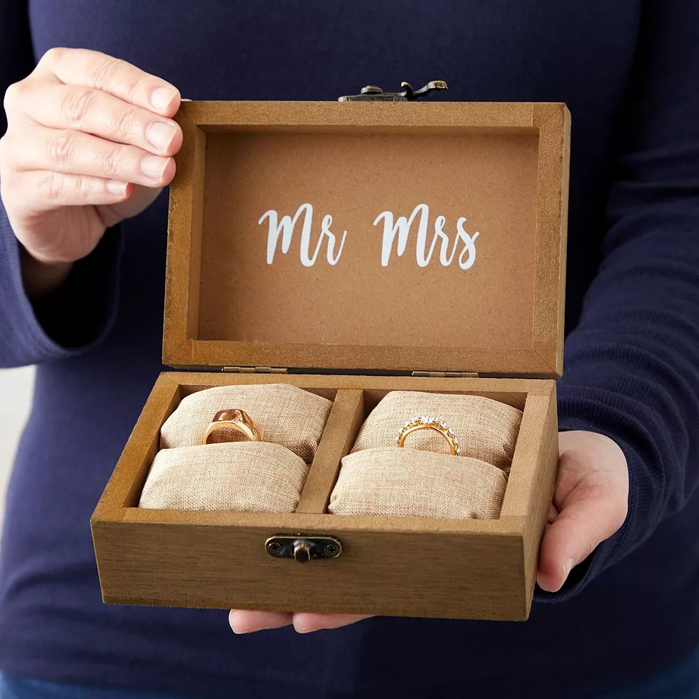 Juvale Wood Wedding Ring Box With Burlap Pillow Lining (6 X 4 X 2 In) 5 Juvale Wood Wedding Ring Box With Burlap Pillow Lining (6 X 4 X 2 In) - Image 3