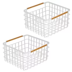 MDesign Metal Steel Wire Square Closet Storage Basket - 2 Pack