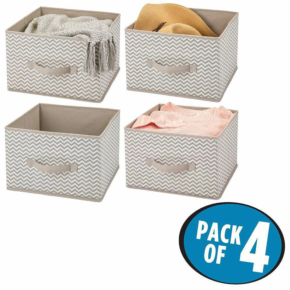 MDesign Soft Fabric Closet Storage Organizer Cube Bin - 4 Pack 4 MDesign Soft Fabric Closet Storage Organizer Cube Bin - 4 Pack - Image 2