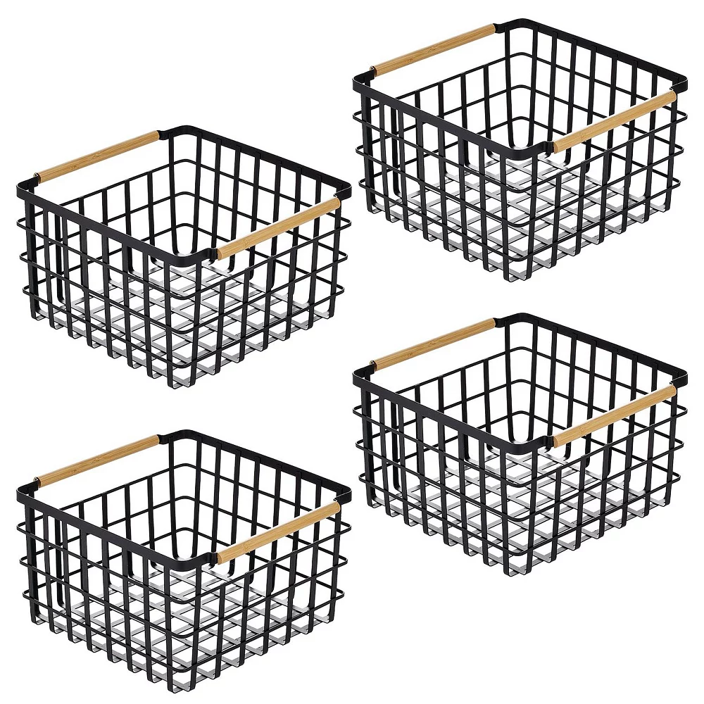 MDesign Metal Steel Wire Square Closet Storage Basket - 4 Pack 3 MDesign Metal Steel Wire Square Closet Storage Basket - 4 Pack