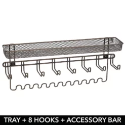 MDesign Wall Mount Jewelry Accessory Holder, 19 Hooks & Basket -US Storage Furniture Sales 6166530 ALT3