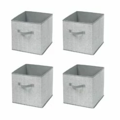 MDesign Soft Fabric Nursery Organizer Bin With Front Handle, 4 Pack