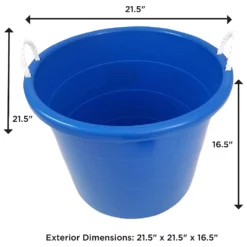 Homz 18 Gal Plastic Open Storage Round Utility Tub With Handles, Blue (2 Pack) -US Storage Furniture Sales 6168086 ALT3
