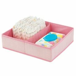 MDesign Fabric Dresser Drawer/Closet Storage Organizer, 2 Section Tray
