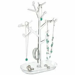 MDesign Plastic Jewelry Accessory Organizer Tree With Storage Tray