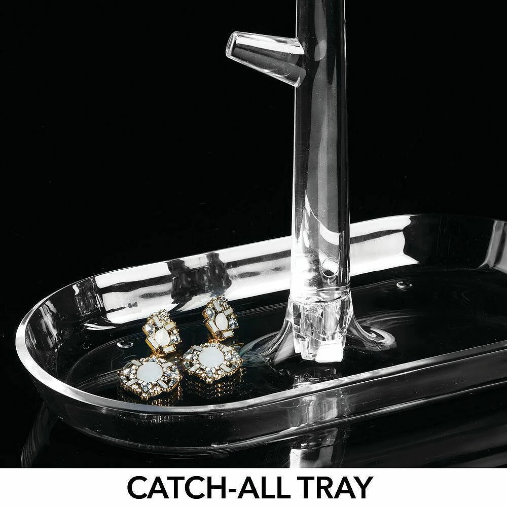 MDesign Plastic Jewelry Accessory Organizer Tree With Storage Tray 4 MDesign Plastic Jewelry Accessory Organizer Tree With Storage Tray - Image 2