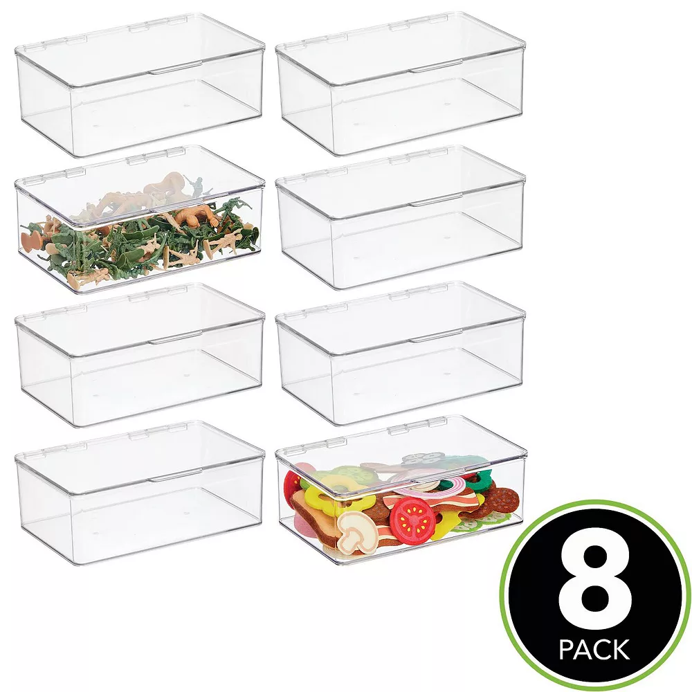 MDesign Plastic Playroom/Gaming Storage Organizer Box, Hinge Lid, 8 Pack 4 MDesign Plastic Playroom/Gaming Storage Organizer Box, Hinge Lid, 8 Pack - Image 2