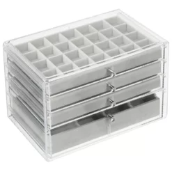 MDesign Plastic Jewelry Box, 4 Removable Storage Organizer Trays