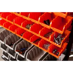 TRINITY 7 Tier Dual Sided Color Coded Rolling 94 Bin Storage Rack, Orange & Grey -US Storage Furniture Sales 6208844 ALT2