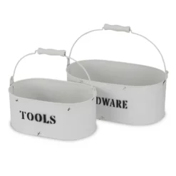 Cheungs Set Of 2 Galvanized Metal Caddy - White -US Storage Furniture Sales 6288945 ALT2