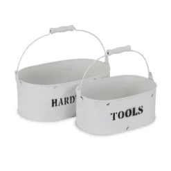 Cheungs Set Of 2 Galvanized Metal Caddy - White -US Storage Furniture Sales 6288945 ALT3