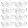 MDesign Plastic 2 Section Divided Closet Storage Bin - 8 Pack - Clear, 6 X 12 X 4
