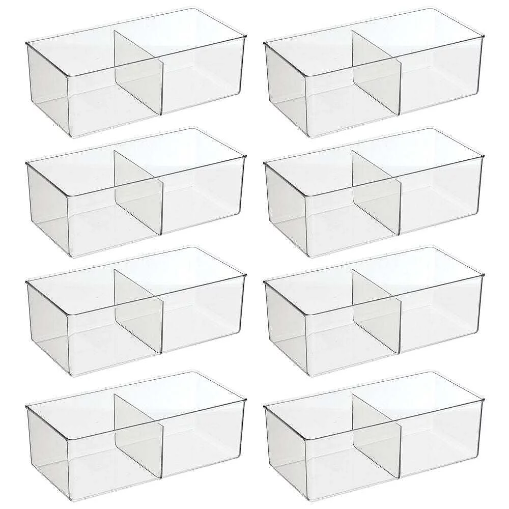 MDesign Plastic 2 Section Divided Closet Storage Bin - 8 Pack - Clear, 6 X 12 X 4 3 MDesign Plastic 2 Section Divided Closet Storage Bin - 8 Pack - Clear, 6 X 12 X 4