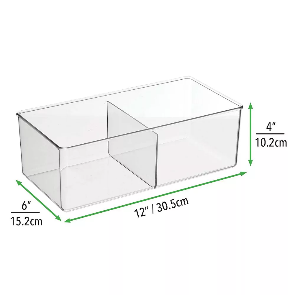MDesign Plastic 2 Section Divided Closet Storage Bin - 8 Pack - Clear, 6 X 12 X 4 4 MDesign Plastic 2 Section Divided Closet Storage Bin - 8 Pack - Clear, 6 X 12 X 4 - Image 2