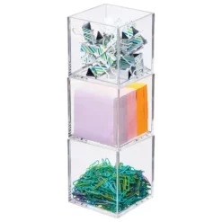 MDesign Plastic Storage Desk Organizer Bin For Home, Office - 3 Pack