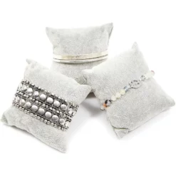 Juvale Bracelet Pillow Display 12-Pack Velvet Jewelry Display Pillow 3 X 3 Inches - Gray