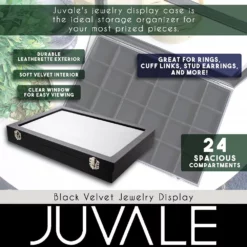 Black Jewelry Display Tray With Velvet Lining For Gemstones, Rocks (24 Slots, 14 X 9.5 X 2 In) -US Storage Furniture Sales 6304885 ALT3