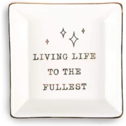 Okuna Outpost Ceramic Jewelry Dish, Living Life To The Fullest (4 X 4 X 1 In)