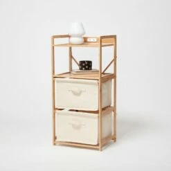 Beck Charging 2-Drawer Bamboo And Canvas Storage Unit