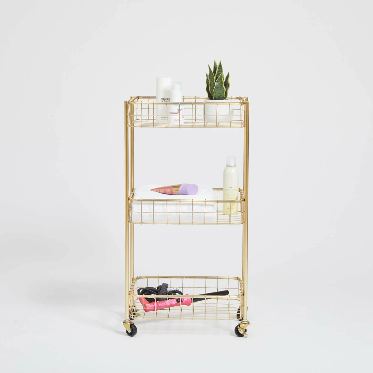 Wire 3-Tier Rolling Cart 6 Wire 3-Tier Rolling Cart - Image 4