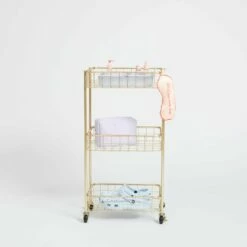 Wire 3-Tier Rolling Cart 12 Wire 3-Tier Rolling Cart -US Storage Furniture Sales Gold Wire 3Tier Rolling Cart 033