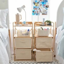 Beck Charging 2-Drawer Bamboo And Canvas Storage Unit -US Storage Furniture Sales Storage BambooCarts